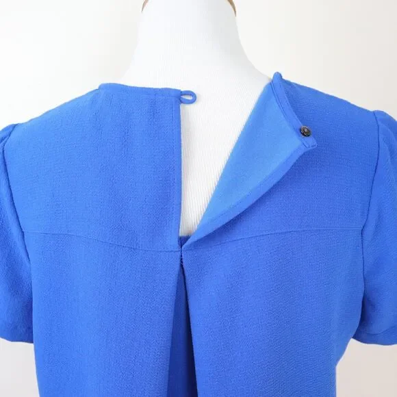 Madewell Size M Tailored Tee High Low Crepe Blouse Short Sleeve Blue - Picture 8 of 11